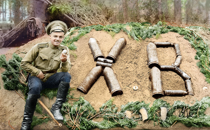 Пасха на фронте, 1916 год время, россия, фотография, цвет