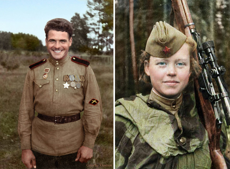 Артиллерист и советский снайпер Надежда Колесникова, 1943 год