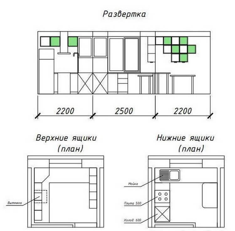 Кухня в хрущевке план